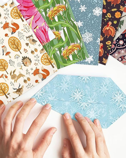 Origami 6x6 Paper Kit 150 Sheets 150 Vivid Colors Double Sided Same Printed Traditional Patterns Square for Arts Crafts Projects Japan Traditional Chiyo.Bohemian