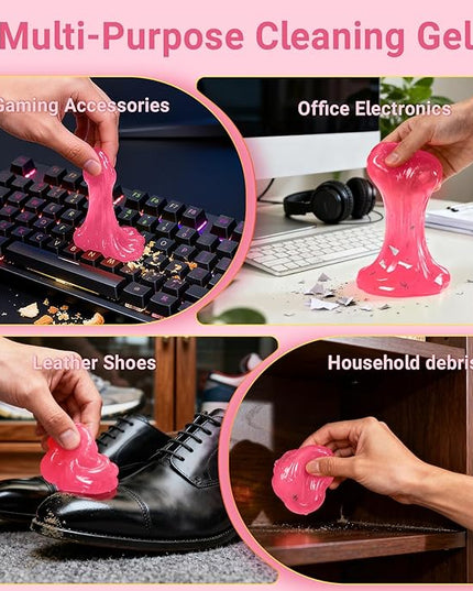2 Pack Car Cleaning Gel Reusable Auto Slime Cleaner,Rose Scent Dust Cleaning Gel Keyboard Slime for Car Interior Air Vent Cleaner, Auto Detailing kit Tools Accessories,Gifts for Men Women,200g,Pink