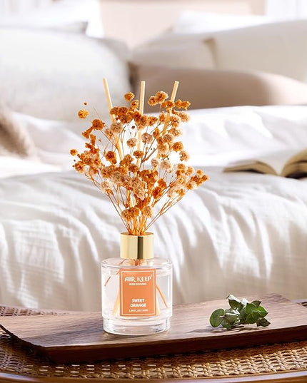 Airkeep Reed Diffuser Set of 3, Ocean Breeze Sweet Orange Cashmere Vanilla Oil Reed Diffusers for Bedroom Living Room Office Aromatherapy Oil Reed Diffuser for Gift 50ml x 3