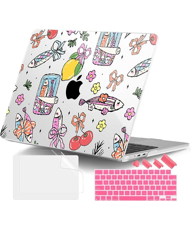 DONGKE for M4 MacBook Air 13.6 Inch Case 2025 2024 2023 2022 Model A3240 A3113 A2681 M3 M2 Chip, Plastic Hard Shell Case Cover with Touch ID for MacBook Air 13 Inch M4 - Sardine