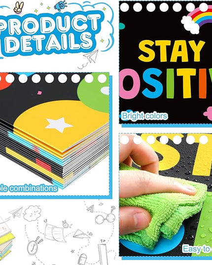 Honoson 24 Pcs Bulk Inspirational Privacy Folders for Students Cardboard Test Privacy Boards Motivational Words Desk Dividers Shield for Classroom School Study Supplies, 6 Styles(Colorful)