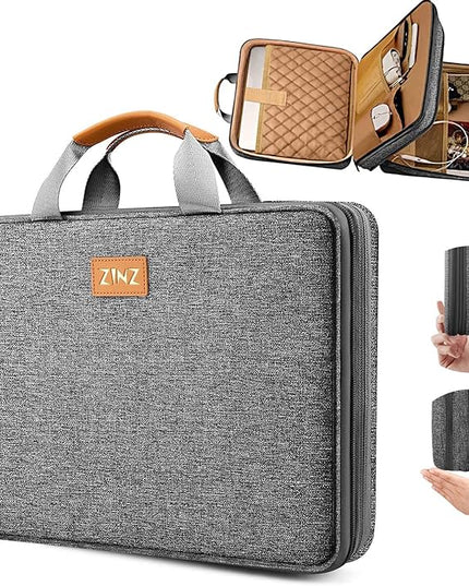 ZINZ Laptop Case 13 13.3 14 inch Sleeve, Expandable Computer Briefcase with Multi-pockets Compatible with 13-14 inch MacBook Air/Pro M4/M3/M2/M1, 13.5 Surface Laptop and 13-14 inch Notebook，D01G01