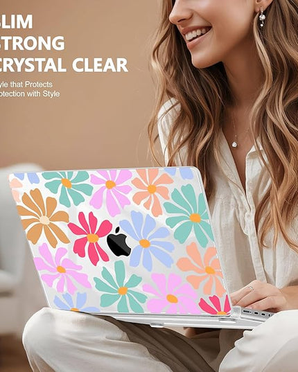 May Chen Case for MacBook Pro 14 inch, Models A2442 A2779 A2918 A2992 A3401 A3185 A3112 A3434, M1 M2 M3 M4 M5 Chip (2021-2025 Release), Plastic Hard Shell Case with Keyboard Cover, Groovy Flower