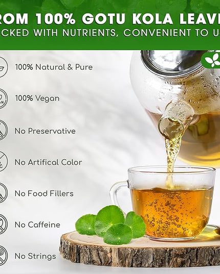 FreshDrinkUS, Premium Gotu Kola Leaf Tea – 75 Tea Bags | Pure Dried Centella Asiatica Leaves | Naturally Caffeine-Free Herbal Tea | Refreshing Aroma & Smooth Taste | Premium Herbal Infusion. Vegan