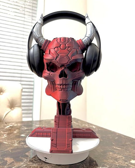 Skull Headphone and Controller Stand – Gamer Desk Organizer – 3D Printed Headset Holder – Gaming Room Decor – Unique Gift for Gamers.