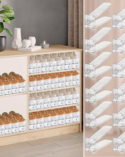 Shoe Slots Organizer for Closet,12PACK Shoe Stacker Shoe Rack Organizer for Closet Space Saver Storage Shoe Holder Organization(Transparent)