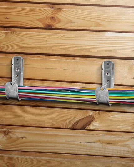Itvexeme 50 Pack 2-Inch Large Cable Support J Hooks with Retainer Clips, Galvanized Steel J-Hook Wire Hangers for Cables, Wires, Cords Management and Organization