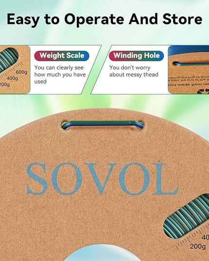Sovol PLA Filament Silk Tri Color Co-Extrusion 1.75mm, 3D Printer Filament 1kg/ 2.2lbs, Shiny Silk Dark Red Green Blue 3 in 1 Coextrusion PLA Material +/-0.03mm