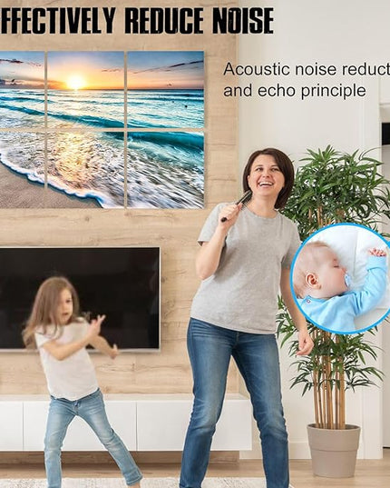 YPY Acoustic Panels: Beach Wall Art Sound Proofing Panels for Walls - Noise Absorbing Decorative Soundproofing - Acoustical Treatment for Recording Studio - 6 Pack - 24"x24"