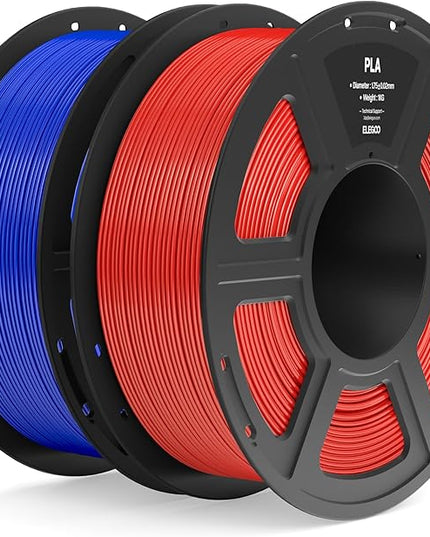 ELEGOO PLA Filament 1.75mm True Red & Dark Blue 2KG, 3D Printer Filament Dimensional Accuracy +/- 0.02mm, 2pcs 1kg Spool(2.2lbs) Fit Most FDM 3D Printers