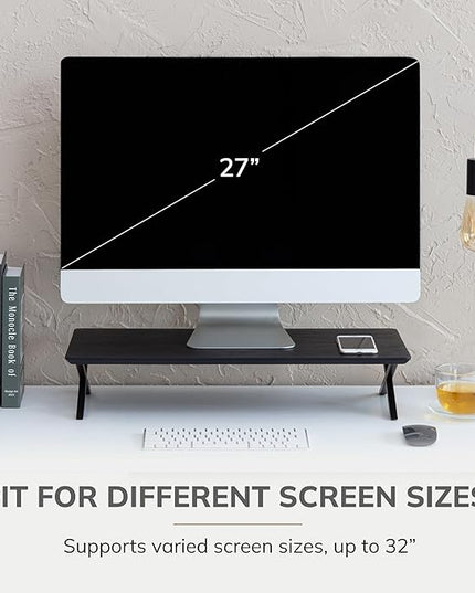 Anji Mountain Monitor Stand - Desktop Organizer & Laptop Riser, Ergonomic Monitor Riser, Space-Saving Monitor Stand for Desk, Durable Construction, Easy Assembly, Ideal for Home & Office,Black