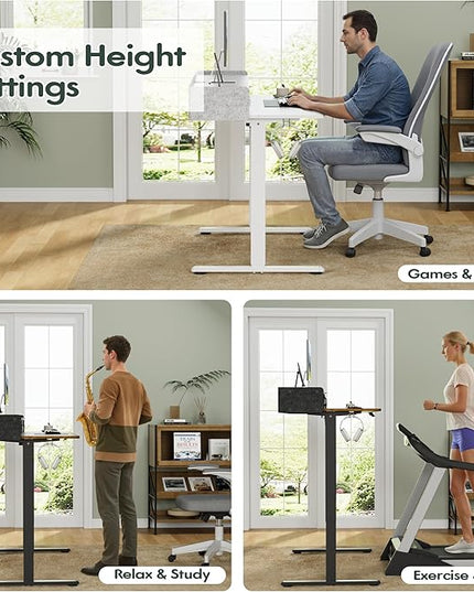 Homall Electric Standing Desk with 2 Drawers, Adjustable Height Computer Desk with Storage Sit Stand Table with Storage Shelf and Splice Board Quick Install for Home Office (Rustic Brown, 55 Inch)
