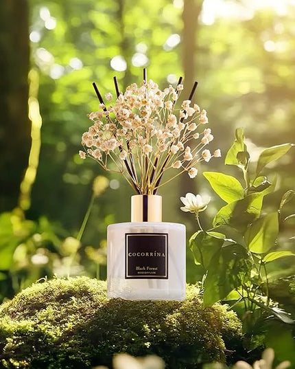 Cocorrína Reed Diffuser Sets, 6.7 fl oz. Black Forest Diffuser with Sticks Home Fragrance Reed Diffuser for Bathroom Shelf Decor
