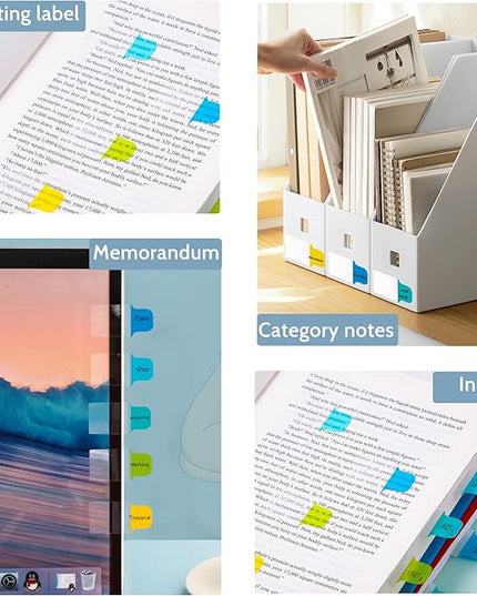 Golcellia 6 Pcs Sticky Tabs - 600 Sheets 5 - Color Notebook Index Tabs - Sticky Flags, Page Tabs - Durable Divider & Binder Tabs for Books & Bibles