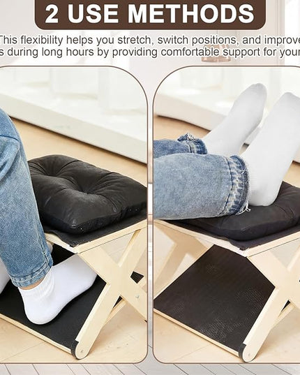 Novabright Double Step Footrest, Wooden Foot Rest for Under Desk at Work with Non-Slip Surface, Ergonomic Foot Stools for Improved Posture, Leg Rest for Chair, Computer Gaming, Home and Office
