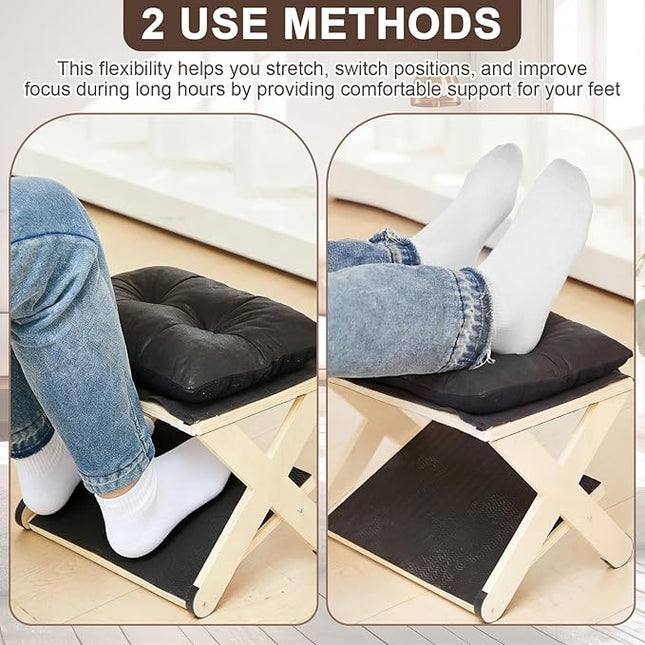 Novabright Double Step Footrest, Wooden Foot Rest for Under Desk at Work with Non-Slip Surface, Ergonomic Foot Stools for Improved Posture, Leg Rest for Chair, Computer Gaming, Home and Office