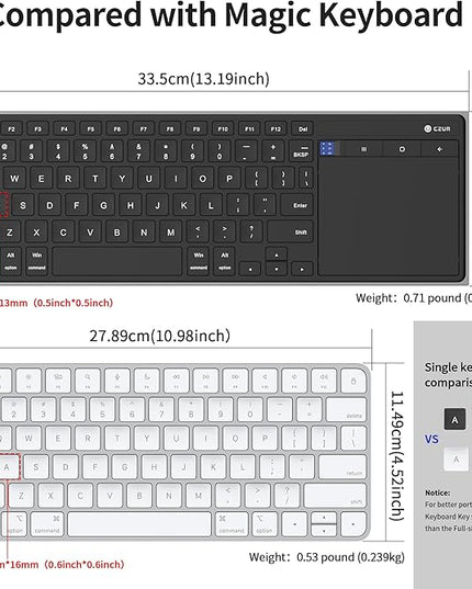 CZUR Rechargeable Bluetooth Keyboard with Touchpad, Portable Computer Keyboard with Trackpad, Wireless Ultra Slim Keyboard for PC/Laptop/Tablet/Phone, for Windows/Android/Mac/iOS