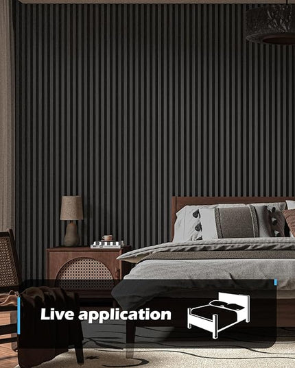 Art3d 2-Pack 48" x 24" Acoustic Wood Panels for Wall, Soundproof Wood Slat Panel for Wall and Ceiling, 3D Fluted Sound Absorbing Paneling for Interior Wall Decor, Living Room, Bedroom - Blackwood