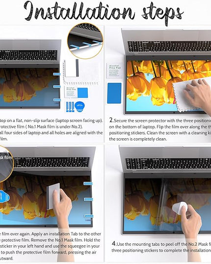 360° Privacy Screen for Laptop 15.6 Inch 16:9, 4 Way Computer Monitor Privacy Shield, Anti Glare Blue Light Filter Compatible with Lenovo Hp Dell Acer Asus Thinkpad Envy Xps
