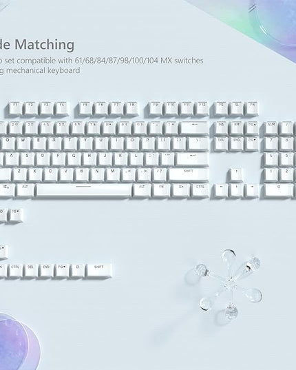 Womier Keycaps - Jelly Keycaps White 60 75 100 Percent, Crystal Shine Through Custom Key caps Set, 118 Keys OEM Profile for 61/68/84/87/98/100 Cherry Gateron MX Mechanical (Backlit White)