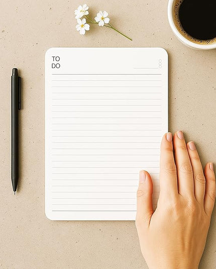 To Do List Notepad – (2 Pack, 50 Sheet Each) A5 Size (8.3"x5.8") Premium Thick Paper With Cardboard Back Support, Undated Daily Planner Notepad, Daily To Do List Notebook, Ruled Pages, Deadline Column.