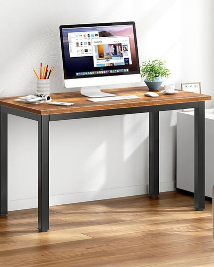 DlandHome Small Computer Desk for Home Office Activity Table Writing Table for Small Spaces Study Table Student Laptop Desk (39 inch, Retro)
