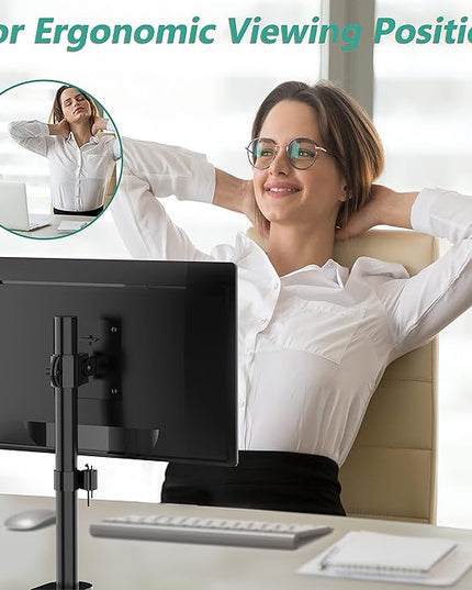 WALI Single Monitor Mount, Monitors Desk Mount, Single Monitor Arm Holds Screen Up to 32inch, 22lbs, Fully Adjustable Mount Designed for Home Office Application(M001S), Black