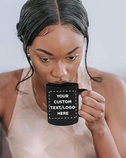 Custom Ceramic Coffee Mugs 11 oz. Set of 10, Personalized Bulk Pack - Coffee cup set, Iced coffee cup, Gaming mug - Black