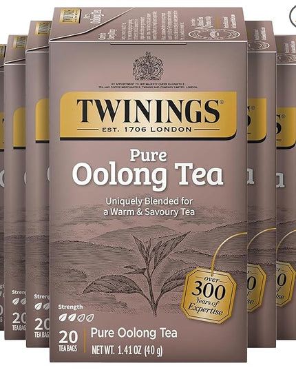 Twinings Pure Oolong Tea Individually Wrapped Bags, 20 Count (Pack of 6), Warm, Nutty Flavour & Golden Colour, Caffeinated, Enjoy Hot or Iced, 120 Teabags