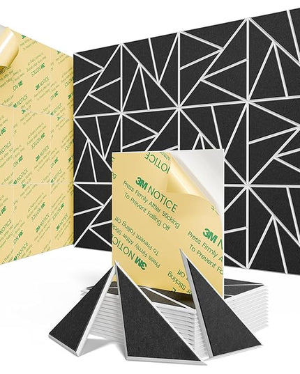 12 pack Acoustic Panels With Self-Adhesive, 12"X 12"X 0.4"Sound Proof Foam Panels, Sound Panels High Density, Soundproof Wall Panels for Home Studio Office- WhiteBase + BlackFace V1