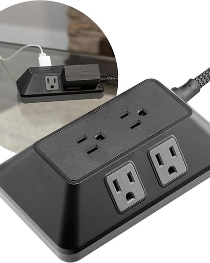GE 6-Outlet Surge Protector, 6 Ft Braided Extension Cord Power Strip, Flat Plug, Adapter Spaced, Multi Plug Outlet Extender, for Home, School, and Office, 560J, Black - 70614