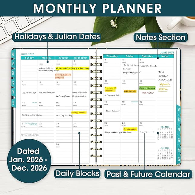 Ymumuda 2026 Planner, Daily Weekly Monthly Planner, 2026 Calendar Planner (Jan 2026 - Dec 2026), 8.4" x 6.3", Teacher School Student Work Agenda with Tabs, Ideal for School Office Supplies