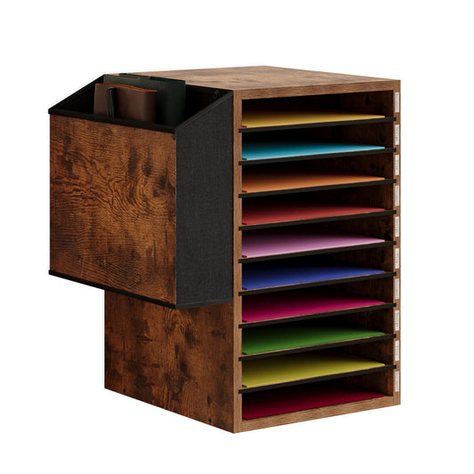 Unionly 10Tier Adjustable Mail Sorter,Wood Paper Organizer for Class,Office