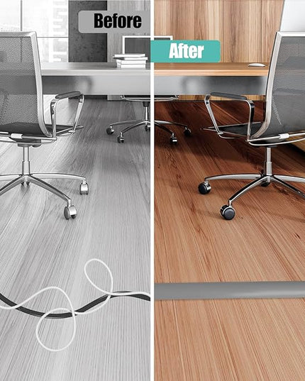 Floor Cord Cover Self Adhesive Cord Hider,10FT Cable Management, Extension Strip Protector for Wires, Prevent Cable Trips for Offices, Gyms, Exhibitions Cavity:0.39"(W) x 0.27"(H) Gray