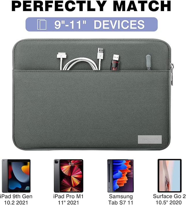MoKo 11 Inch Tablet Sleeve Bag Carrying Case Fits iPad air 5 10.9" 2022, iPad Pro 11 M2 2022-2018, iPad 10th 10.9, iPad 9/8/7th Gen 10.2, iPad Air 4 10.9/Air 3 10.5, Tab S8 11"/Tab A 10.1, Dark Gray