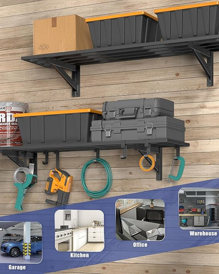 2-Pack 1x4ft Heavy Duty Garage Shelving, 1' x 4' Garage Wall Shelving Wall Mounted (2pack-1x4ft)