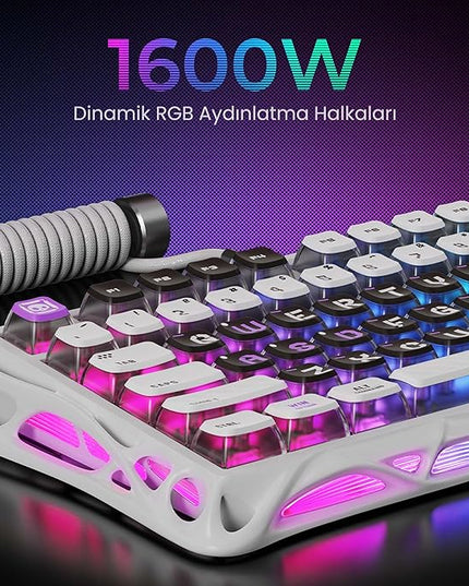 GravaStar Mercury V75 HE Keyboard – 75% Hall‑Effect Magnetic‑Switch Gaming Keyboard, 79‑Key, 8000 Hz Polling, 0.005RT, Wired USB-C, RGB Backlit, Adjustable Actuation, Semi‑Aluminum Chassis -Mecha Gray