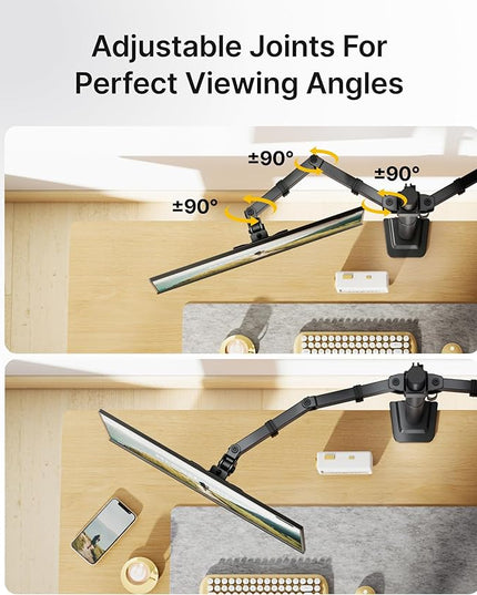 monTEK Stable Dual Monitor Stand for 17"–32” Computer Screens, Heavy-Duty Desk Mount with 22 lbs per Arm, Fully Adjustable Brackets and Arms, Clamp/Grommet Base, VESA 100×100mm Max