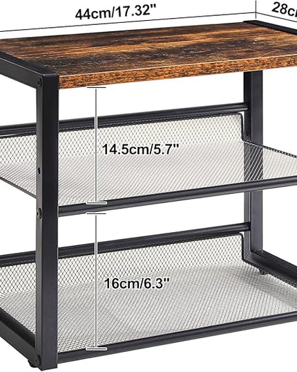 YMYNY Desktop Printer Stand, 3 Tiers Desk Organizer with Adjustable Storage Shelves, Multi-Purpose Printer Shelf for Home Office, Fax Machine, Scanner, Files, Books, Rustic Brown, UHPT001H