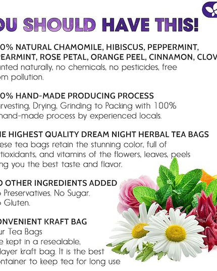 Refreshing Mint Herbal 60 Tea Bags – Special Blend Of Spearmint and Peppermint with Chamomile, and Top Herbal Ingredients for Digestive Comfort & Relaxation, Caffeine-Free, Naturally Sweet, Non GMO