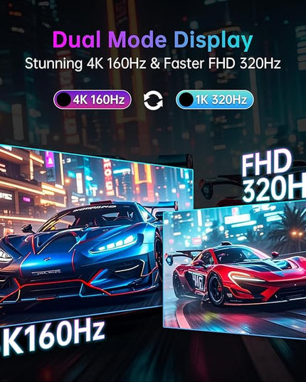 KTC 27 Inch 4K Gaming Monitor, Dual Mode UHD 160Hz & FHD 320Hz, Fast IPS, HDR400, Adaptive Sync, 90W Type-C, HDMI 2.1 & DP 1.4, Height Adjustment PC Monitor, VESA, KVM Support, H27P6