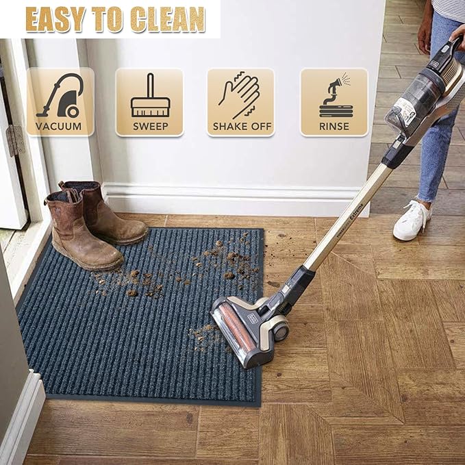 Front Door Mat,3'x10'Indoor Outdoor Door Mat,Heavy Duty Welcome,Commercial Floor Mats Inside Outside Entrance, Waterproof All-Season, All-Weather Non Slip Backing Doormat for Entryway,Dark Gray