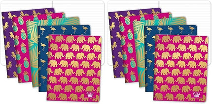 Elan Publishing Company Field Notebook/Journal - 8"x10" - Assorted Patterns Gold Foil - Lined - Pack of 10