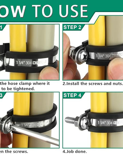 OURU 30pcs 3/16 Inch Cable Clamp,304 Stainless Steel Rubber Coated Cushioned Insulated Cable Clamps-Metal Wire Clamps,Pipe Clamps for Tube,Lines(Black,5mm)