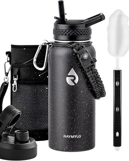 32oz Insulated Water Bottle, Triple Wall Vacuum Stainless Steel Water Bottles - Keeps Cold 48H, Reusable Metal water flask Jug for Gym, Sports, Camping, Hiking,Travel, Starry Sky-Black