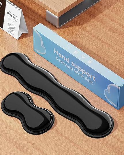 Gel Keyboard and Mouse Wrist Rest Set, Comfort Ergonomic Wrist Support, for Wrist Pain Relief, Computer Keyboard Wrist Rest (Black)
