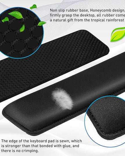 Yolanda Keyboard Wrist Rest/Pad - Cooling Gel - Stitched Edges - Keyboard Accessory,Ergonomic,Black