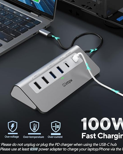 P9 USB C Docking Station, intpw 9-in-1 USB C Hub with 4K HDMI, PD 100W, 3 Type A/C 3.0 5Gbps, 2 Type-A 2.0, SD/TF, Aluminum USB Hub for Laptop,MacBook, iPad, iPhone 17 Series