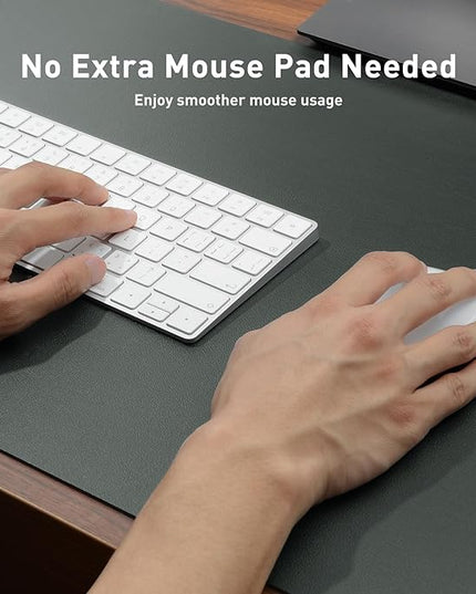 Aothia Faux Leather Desk Mat – Large Mouse Pad, Non-Slip PU Leather Blotter, Waterproof Writing Surface for Office and Home (Jungle Green, 47.2" x 23.6")