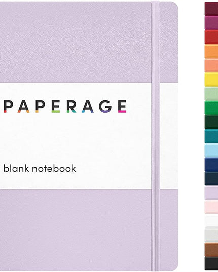 PAPERAGE Blank Journal Notebook, (Lavender), 160 Pages, Medium 5.6 in x 8 in - 100 GSM Thick Paper – Hardcover Journaling Notebook for Work, School, Note Taking or Sketching